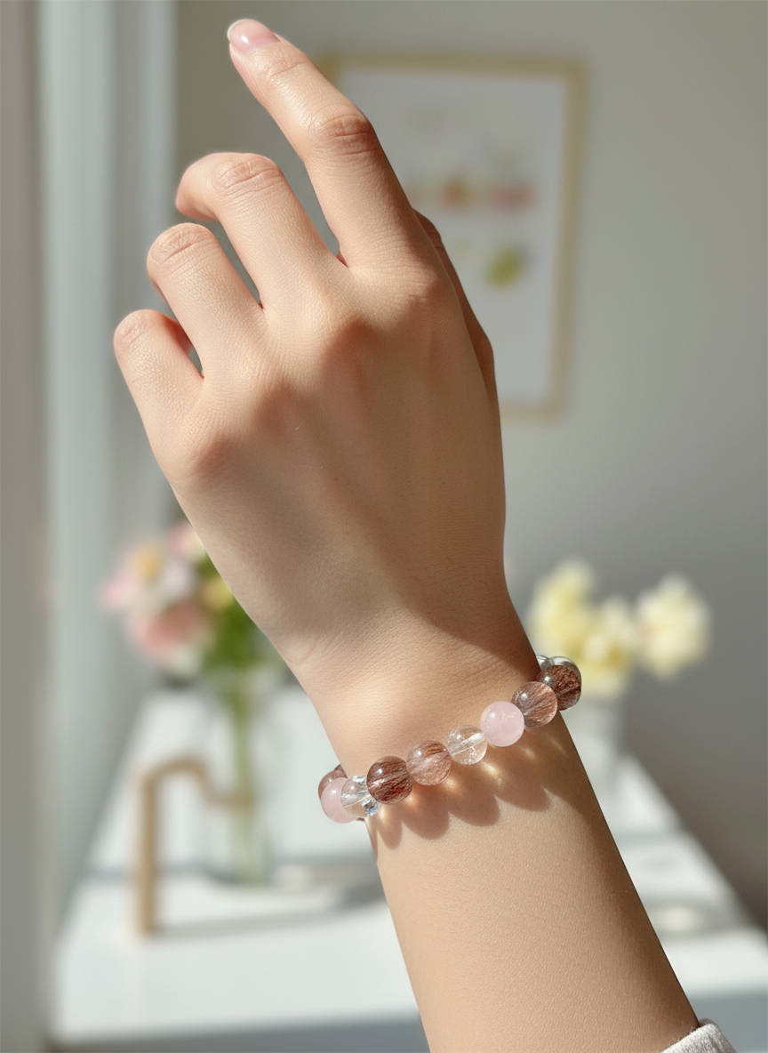 Natural Clear Crystal Rose Quartz Super Seven (9mm-12mm)