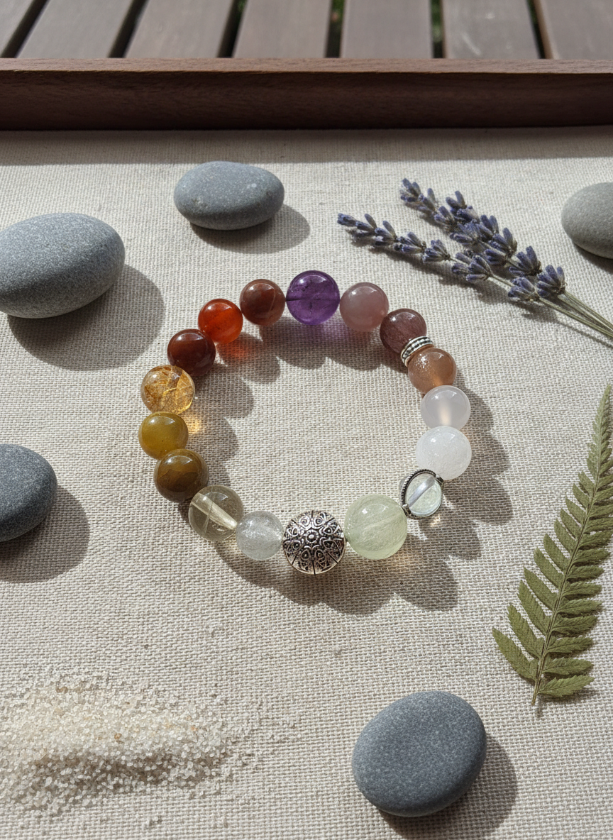 Natural Multi-colours crystal bracelet (8mm-11.8mm)