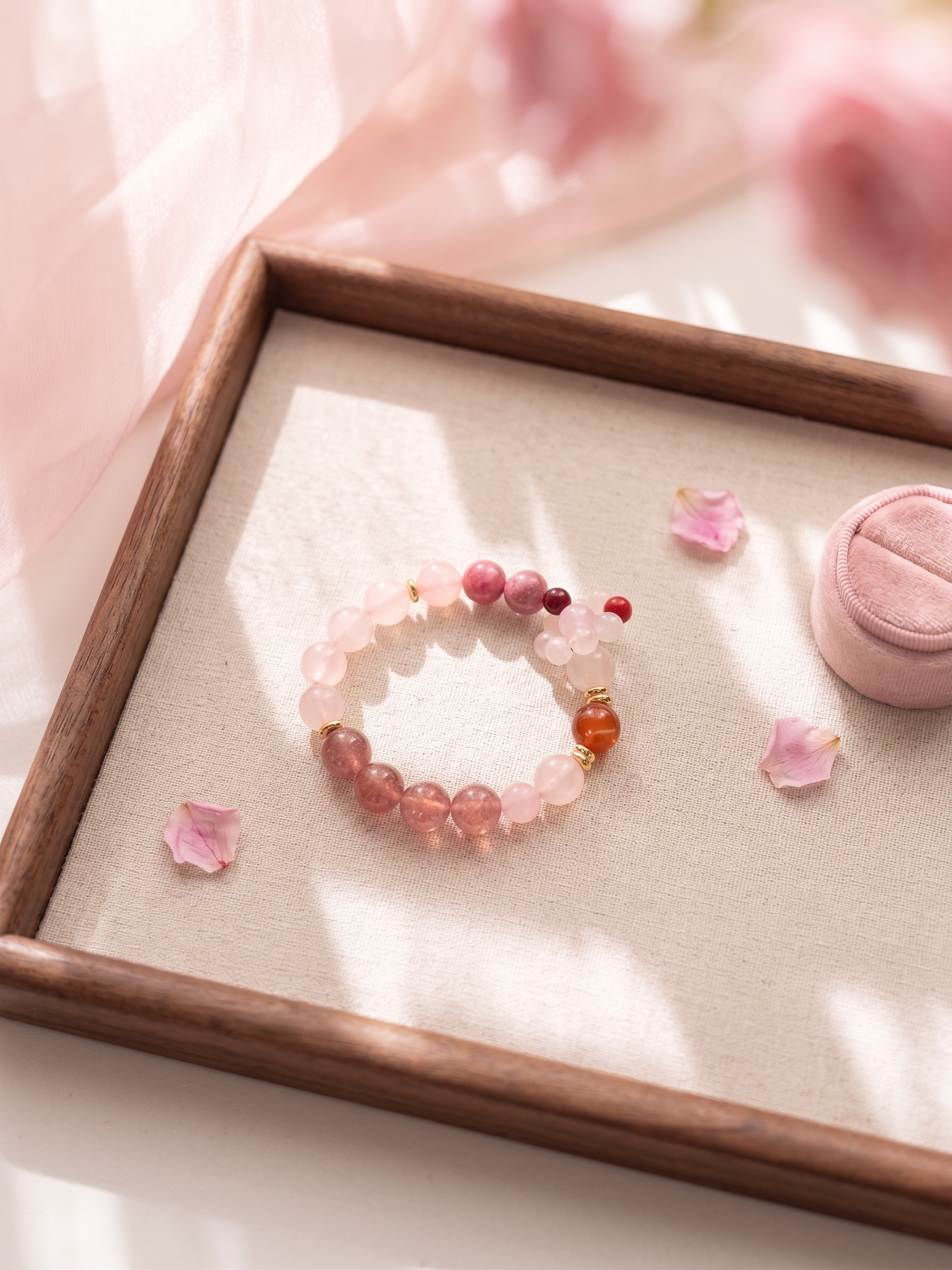 Natural Pink Crystal Bracelet (8mm-10.3mm)