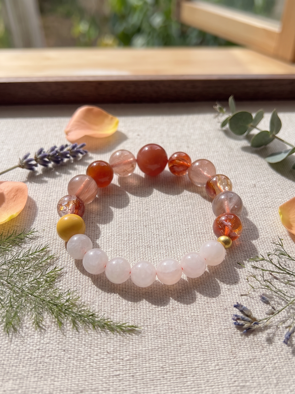 Natural Red Rutilated Quartz Jelly Flower Crystal (8mm-12mm)