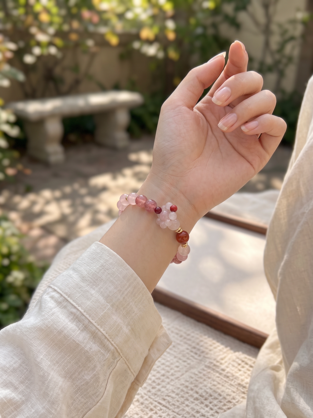 Natural Pink Crystal Bracelet (8mm-10.3mm)