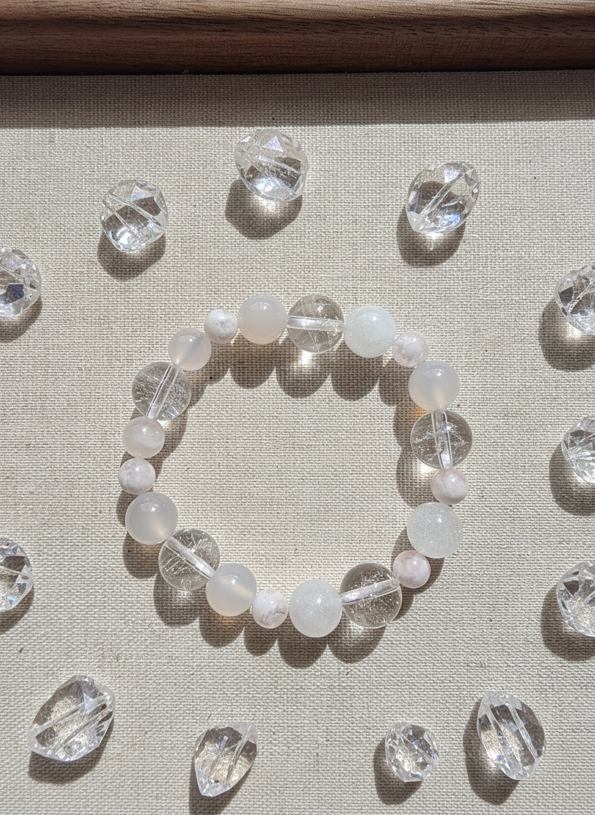 Natural Clear and Snow White Crystal White Moonstone (7mm-12mm)