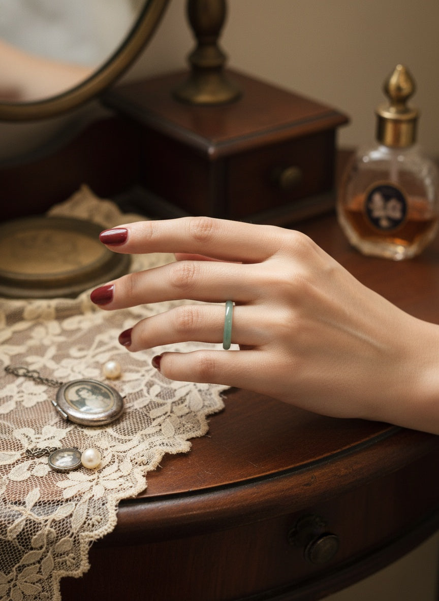 Natural Teal Jadeite Ring