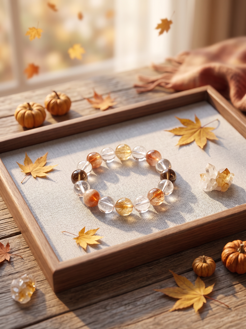 Natural Citrine Clear Crystal Bracelet (11mm-12mm)