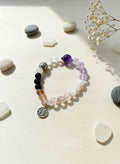 GEMINI Natural Amethyst Strawberry and Clear Crystal White Moonstone Red Rutilated (