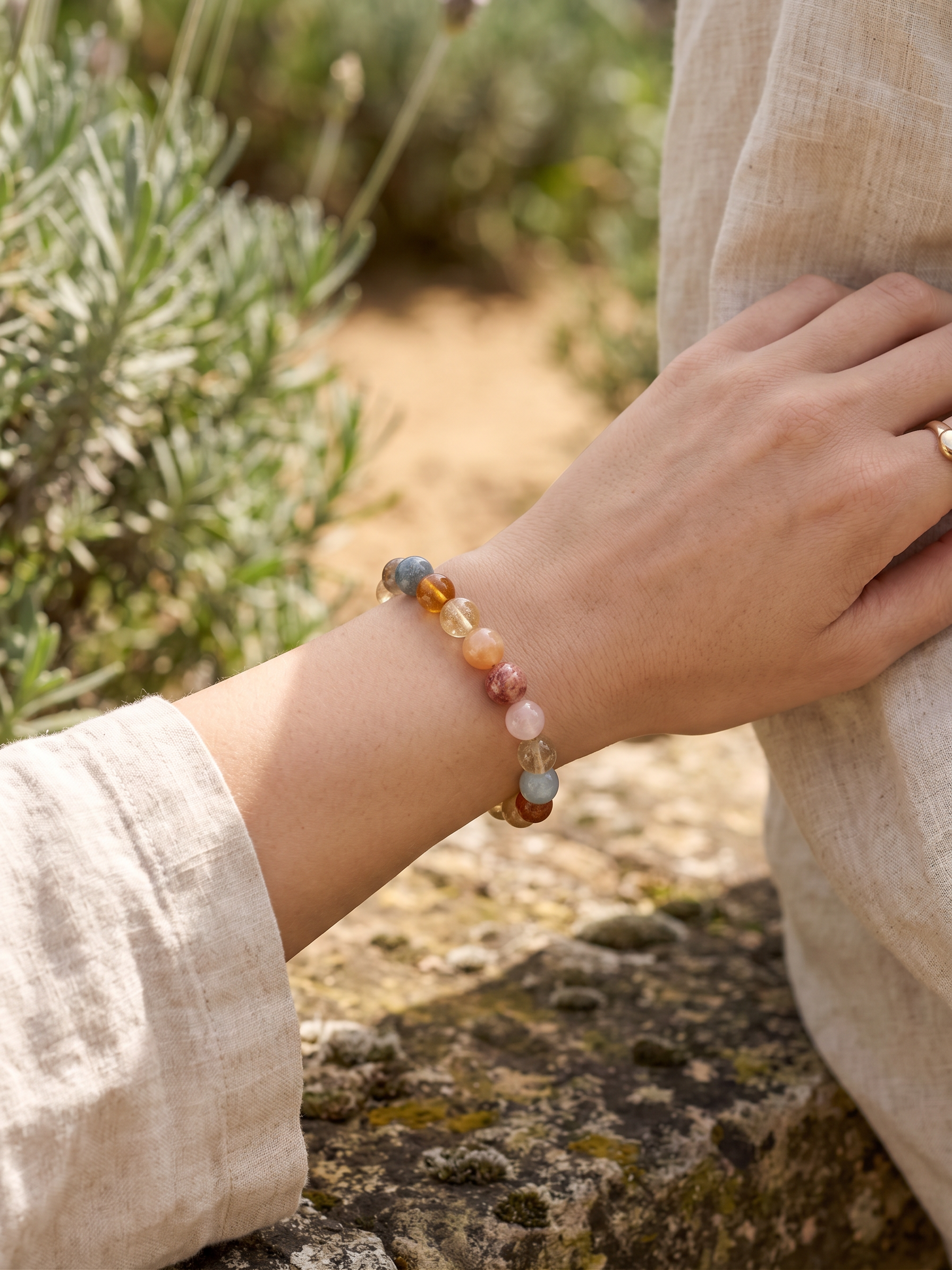 Natural Multi-colours crystal bracelet (8mm-11.8mm)
