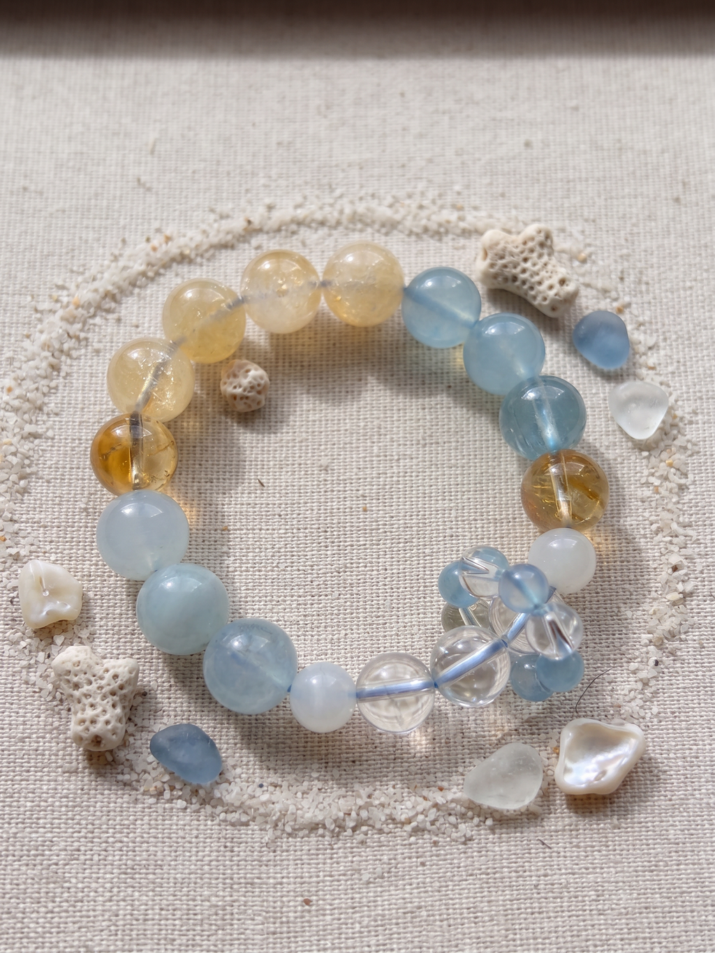 Natural Citrine Aquamarine Quartz Clear Crystal (8mm-11.3mm)