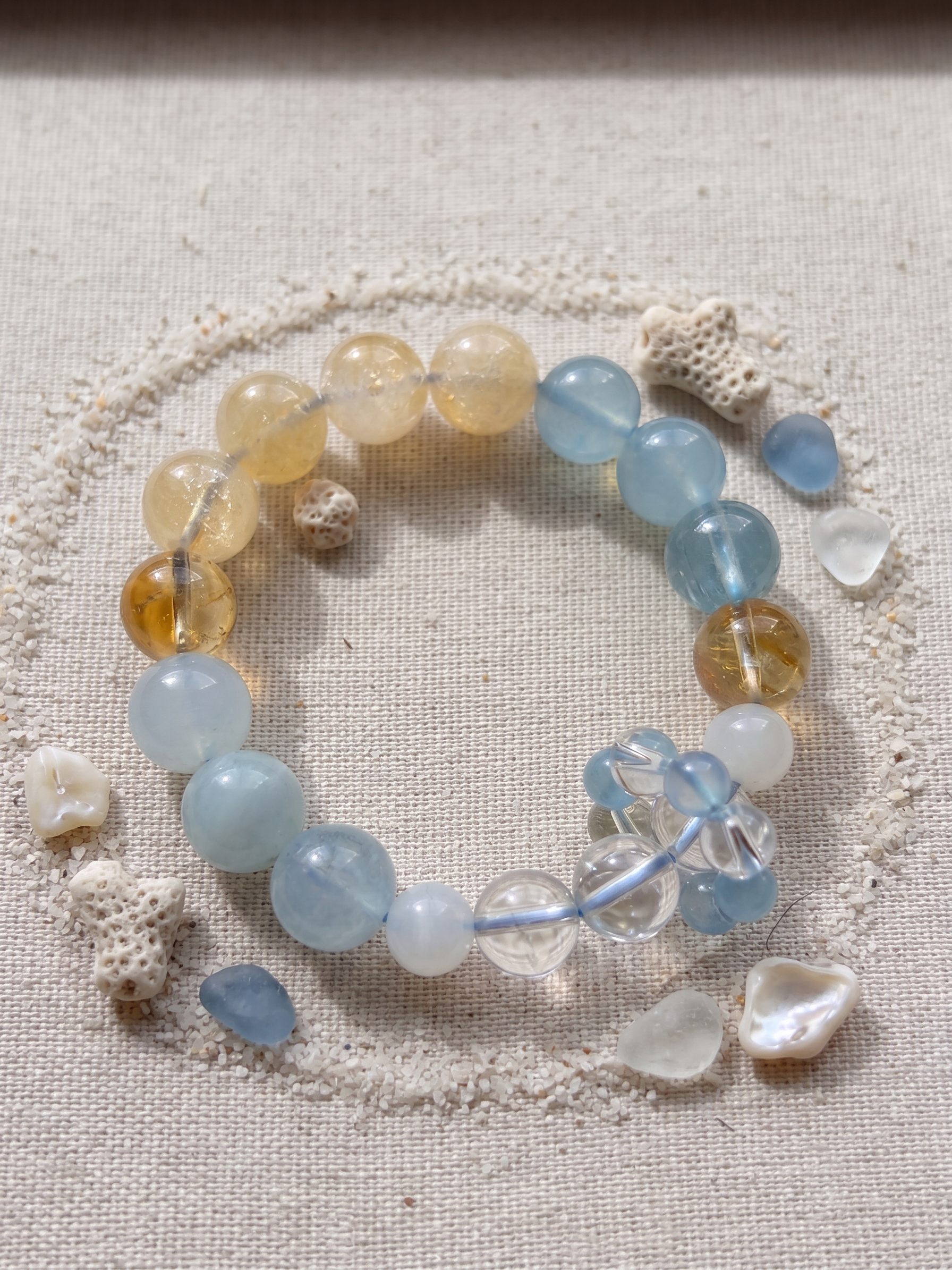 Natural Citrine Aquamarine Quartz Clear Crystal (8mm-11.3mm)