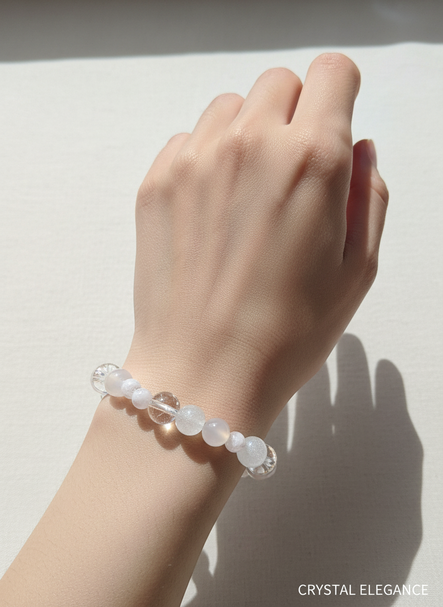 Natural Clear and Snow White Crystal White Moonstone (7mm-12mm)