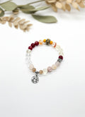 CANCER Natural Blossom Agate Red Strawberry Quartz Citrine Clear Crystal Bracelet (8mm-8.8mm)