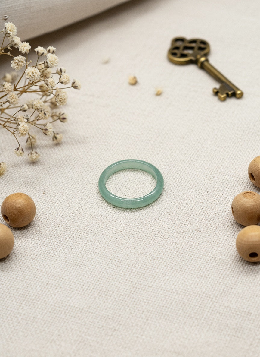 Natural Teal Jadeite Ring