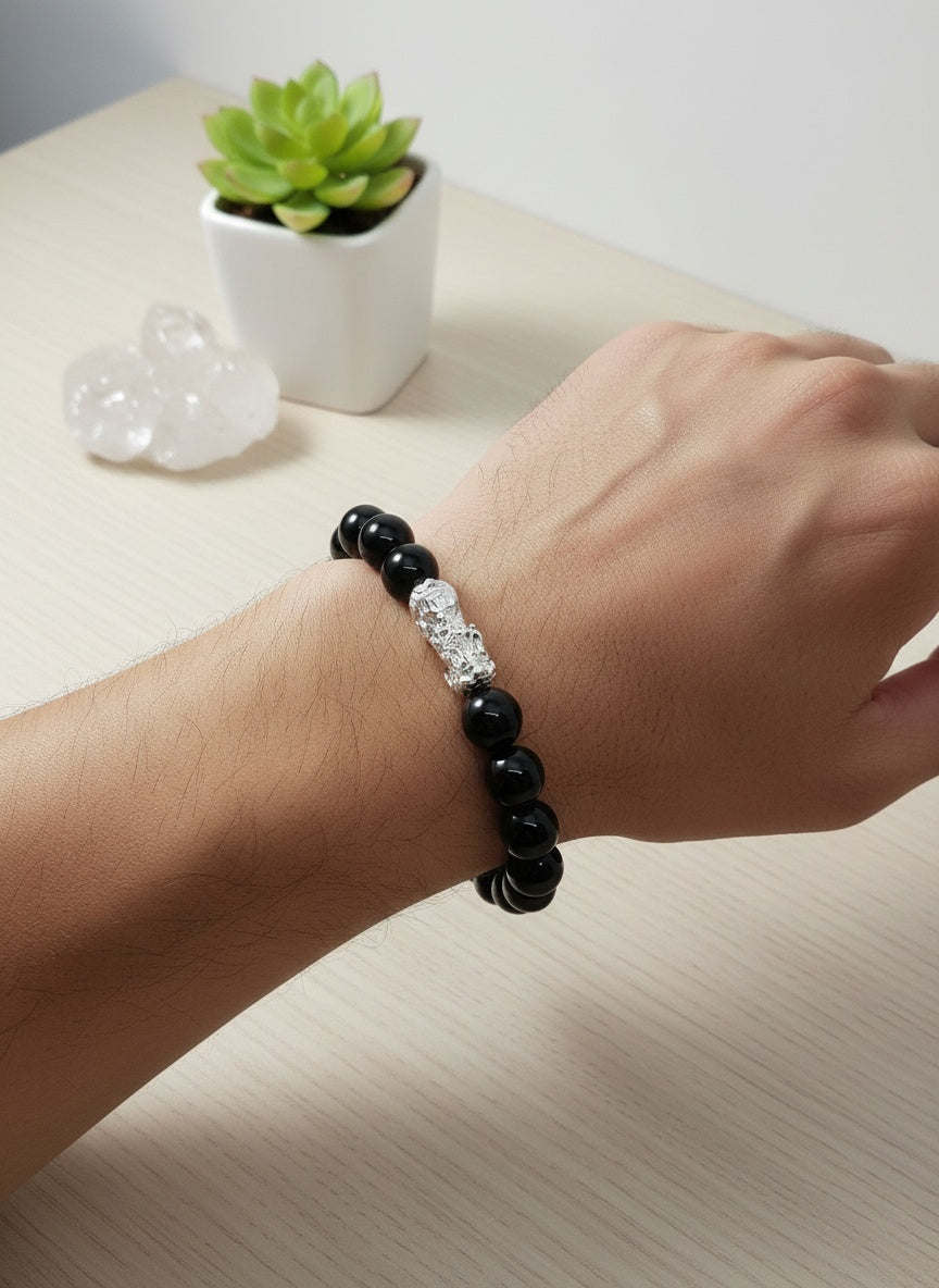 Natural Black Agate Bracelet(8mm)