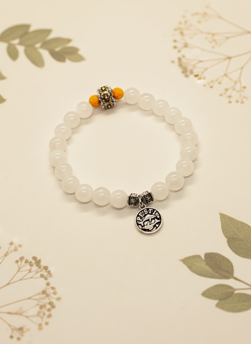 PISCES Natural White Moonstone Bracelet (8mm)