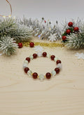 Natural Red Garnet Green Fluorite Clear Crystal Bracelet (8mm-8.8mm)
