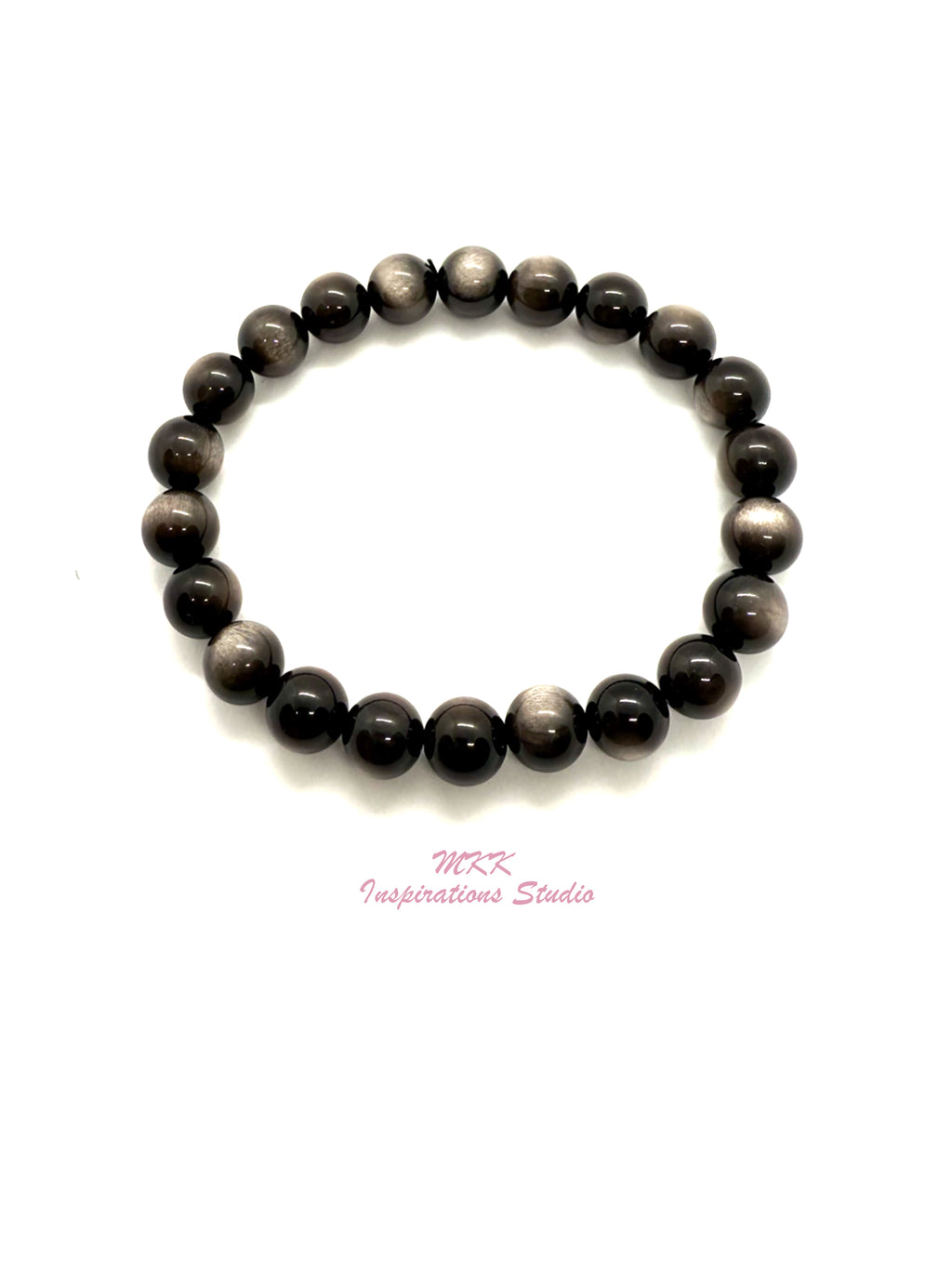 Natural Silver Sheen Obsidian Bracelet (8mm)