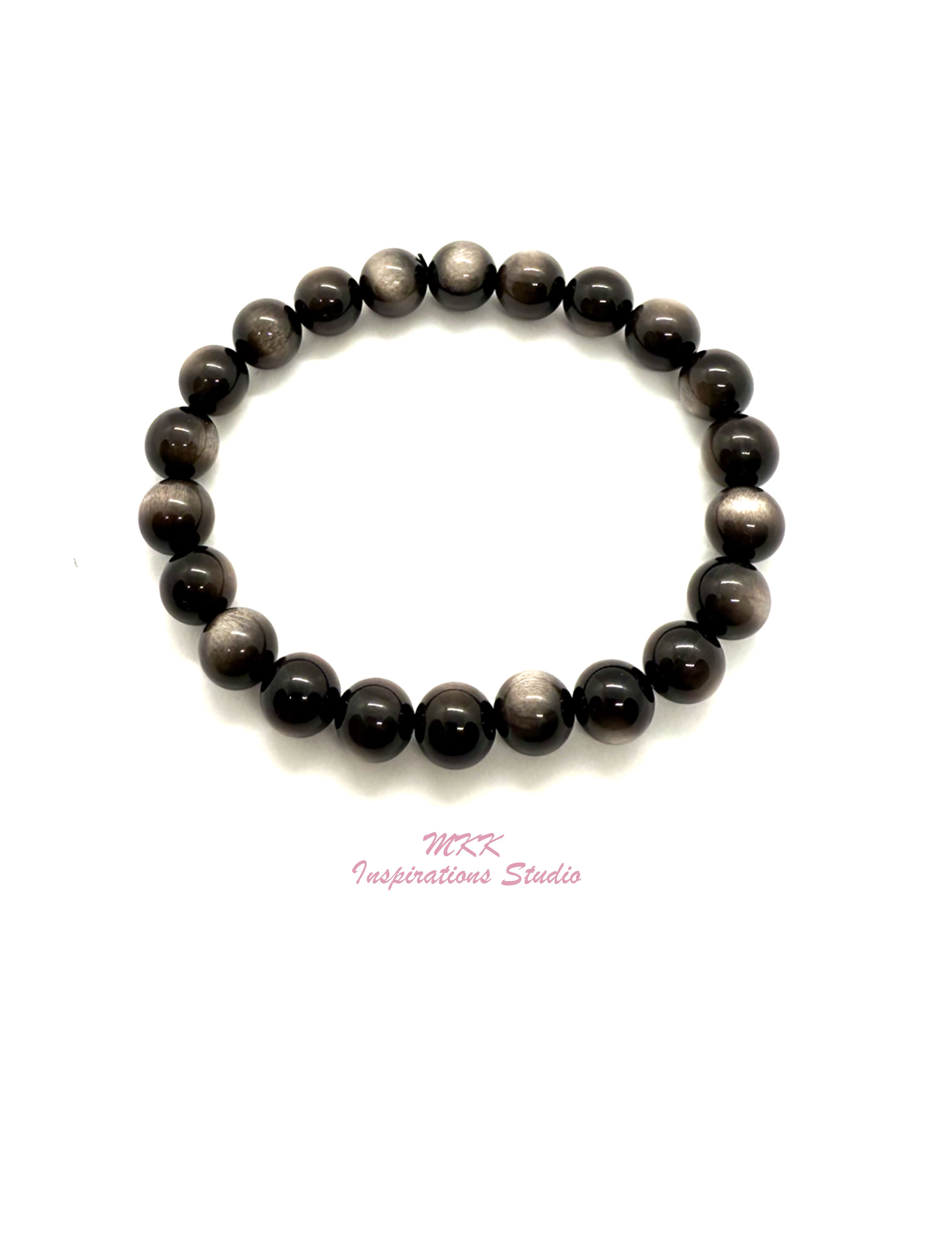 Natural Silver Sheen Obsidian Bracelet (8mm)