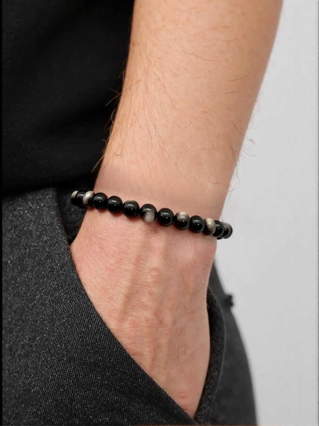 Natural Silver Sheen Obsidian Bracelet (8mm)