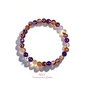 Natural Multiple Tones Amethyst Red Hematoid Crystal Bracelets (6mm)