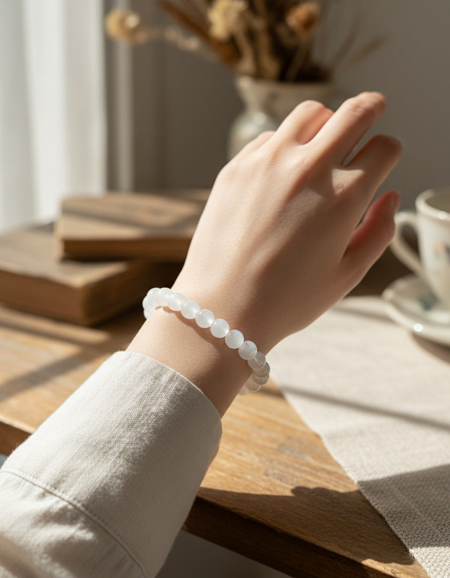 Natural Hotan Jade Bracelet White (8mm)