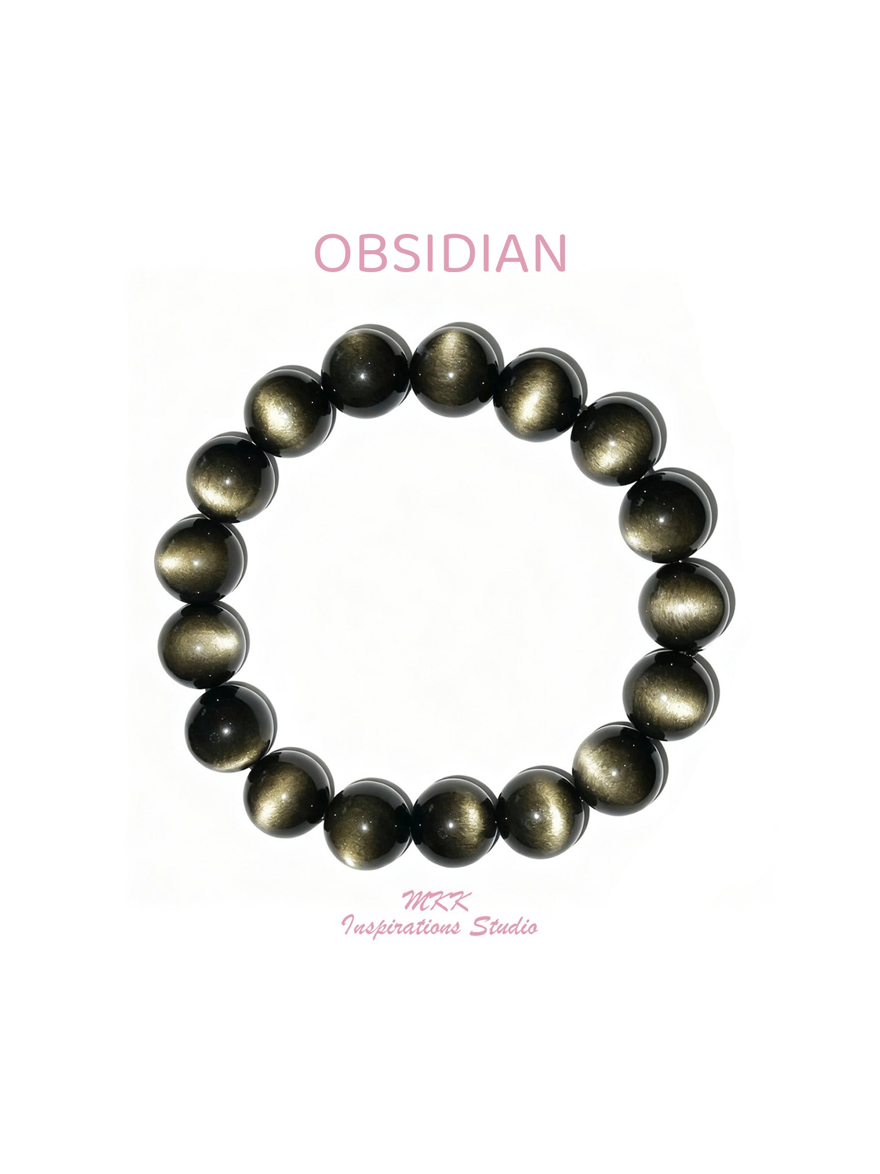 Natural Gold Sheen Obsidian Bracelet (12mm)