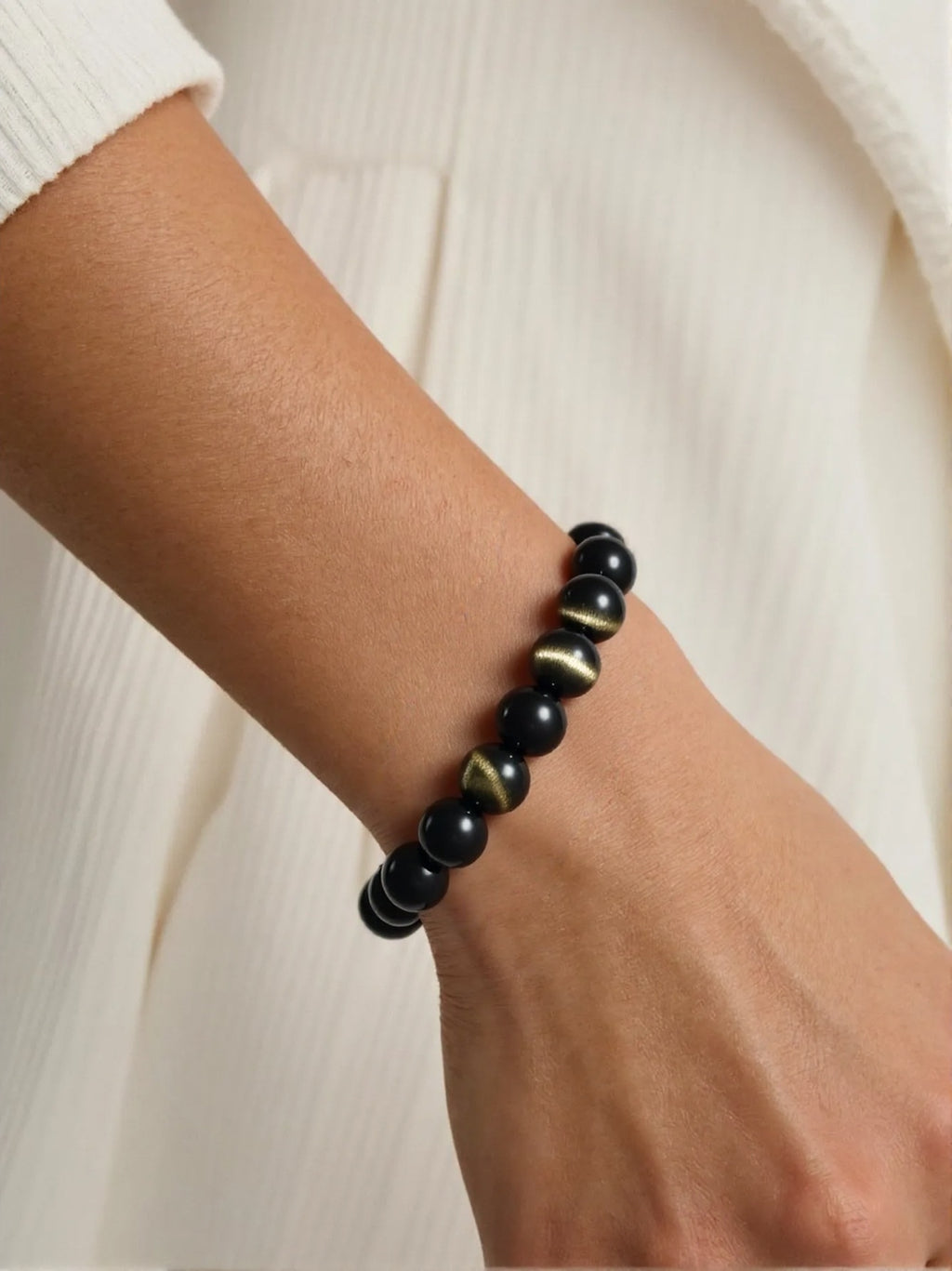 Natural Gold Sheen Obsidian Bracelet (12mm)