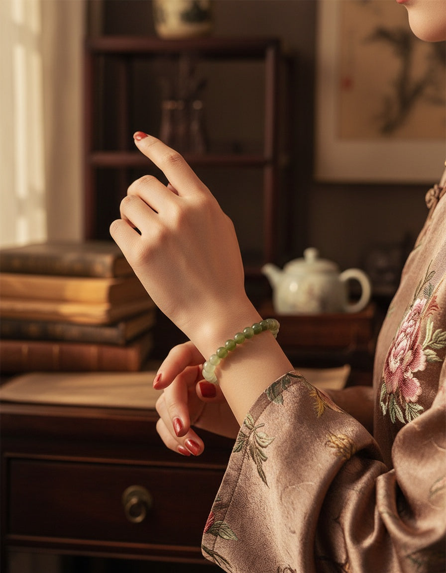 Natural Hotan Jade Bracelet Ombre colour (6mm)