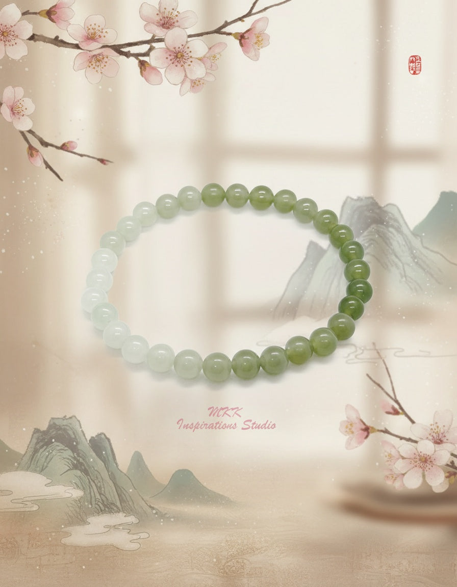 Natural Hotan Jade Bracelet Ombre colour (6mm)