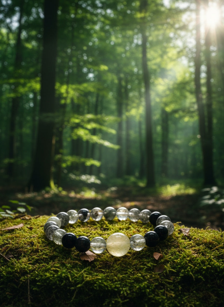 Natural Green Phantom Silver Sheen Obsidian Citrine Crystal Bracelet (8mm,12.5mm)