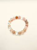 Natural Blossom Agate Rose Quartz Aquamarine Crystal Bracelet (9mm,10mm)