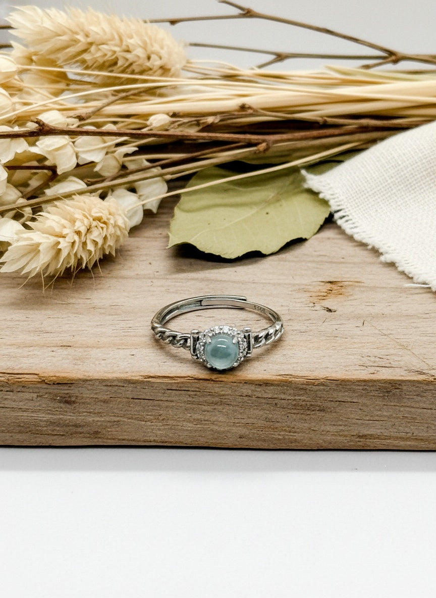 Natural Guatemala Ice Blue Jadeite Ring ( size adjustable )