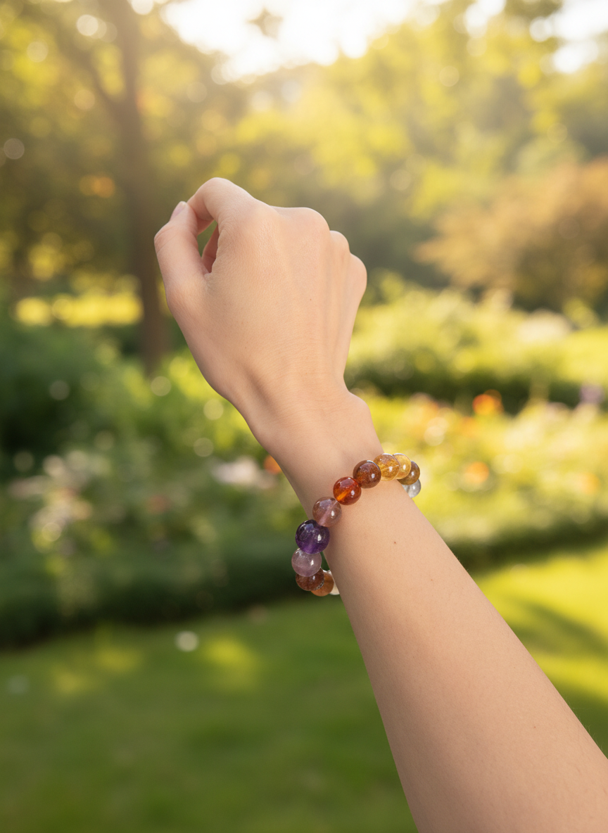 Natural Multi-colours crystal bracelet (8mm-11.8mm)
