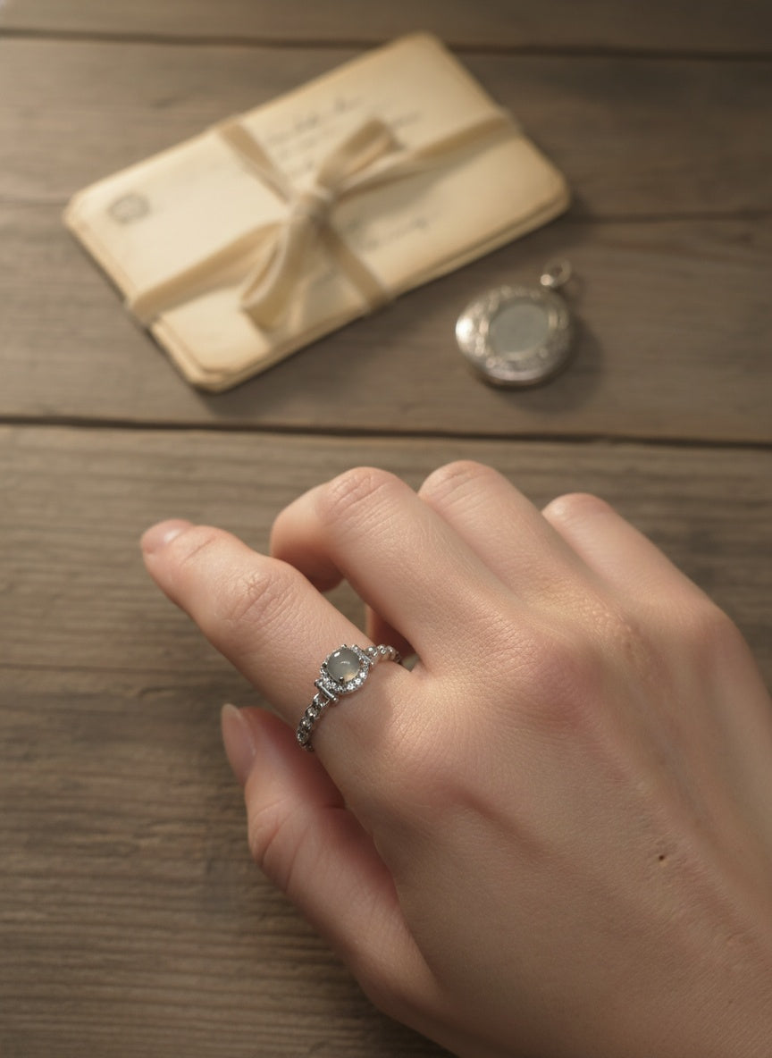 Natural Guatemala Ice Blue Jadeite Ring ( size adjustable )