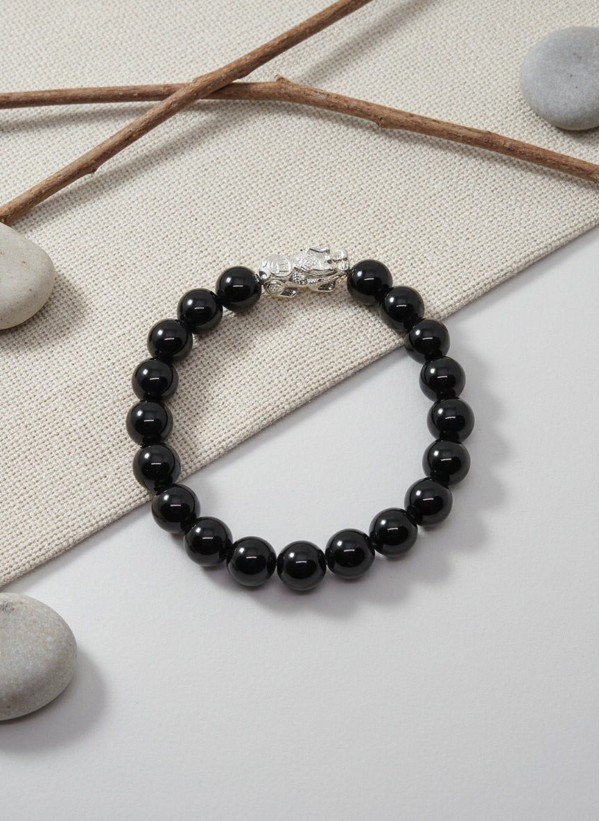 Natural Black Agate Bracelet(8mm)
