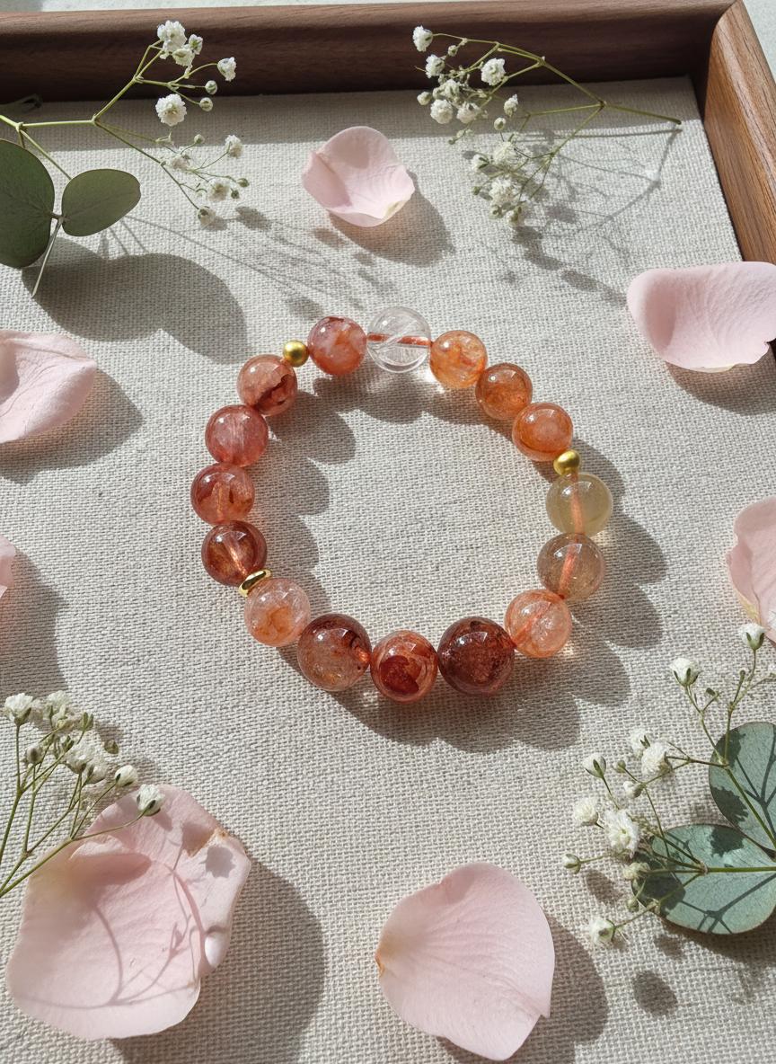 Natural Hematoid Quartz Citrine Crystal ( 10mm-12mm)
